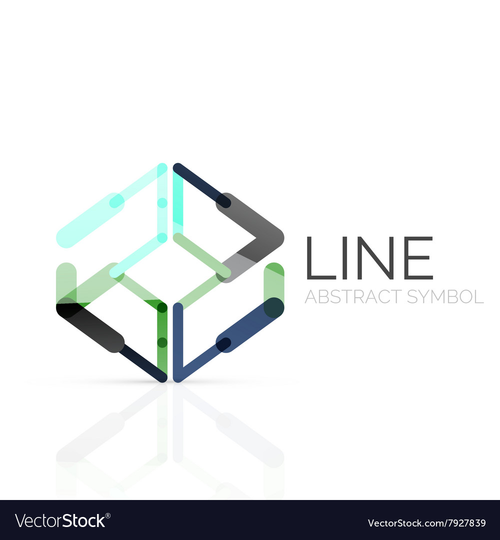 Linear abstract logo connected multicolored