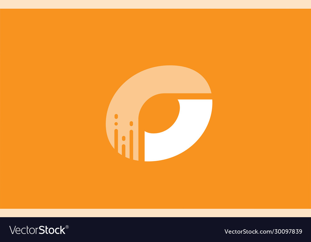 Orange white alphabet o letter logo design icon