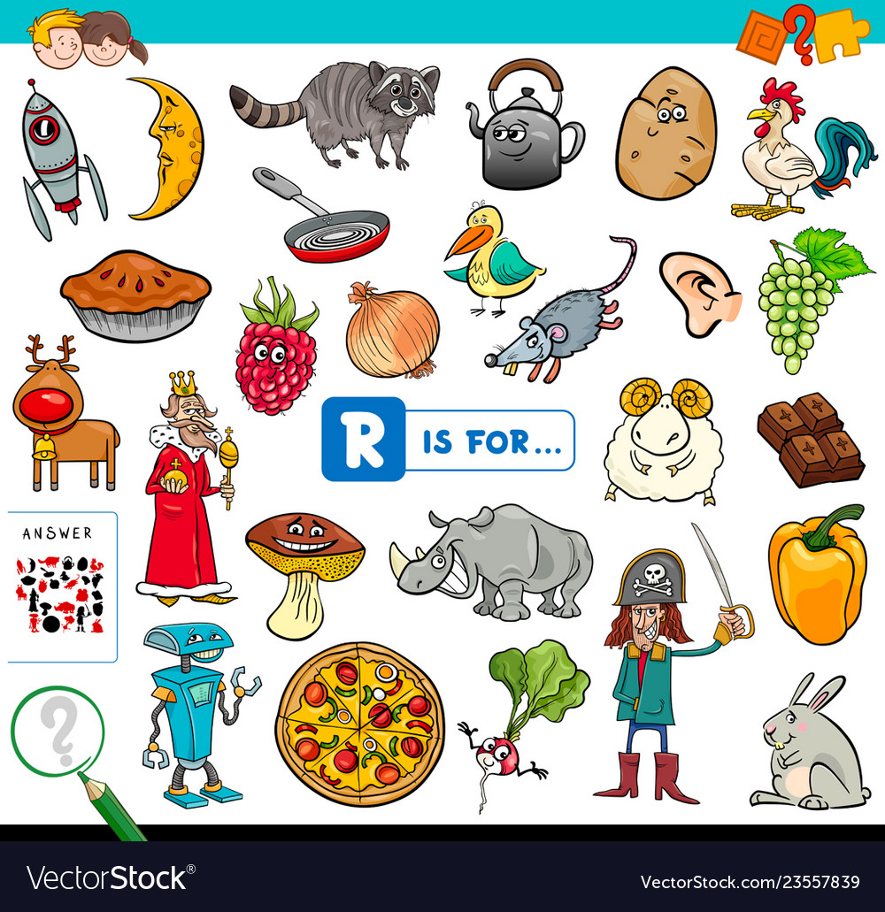 R is for educational game for children Royalty Free Vector