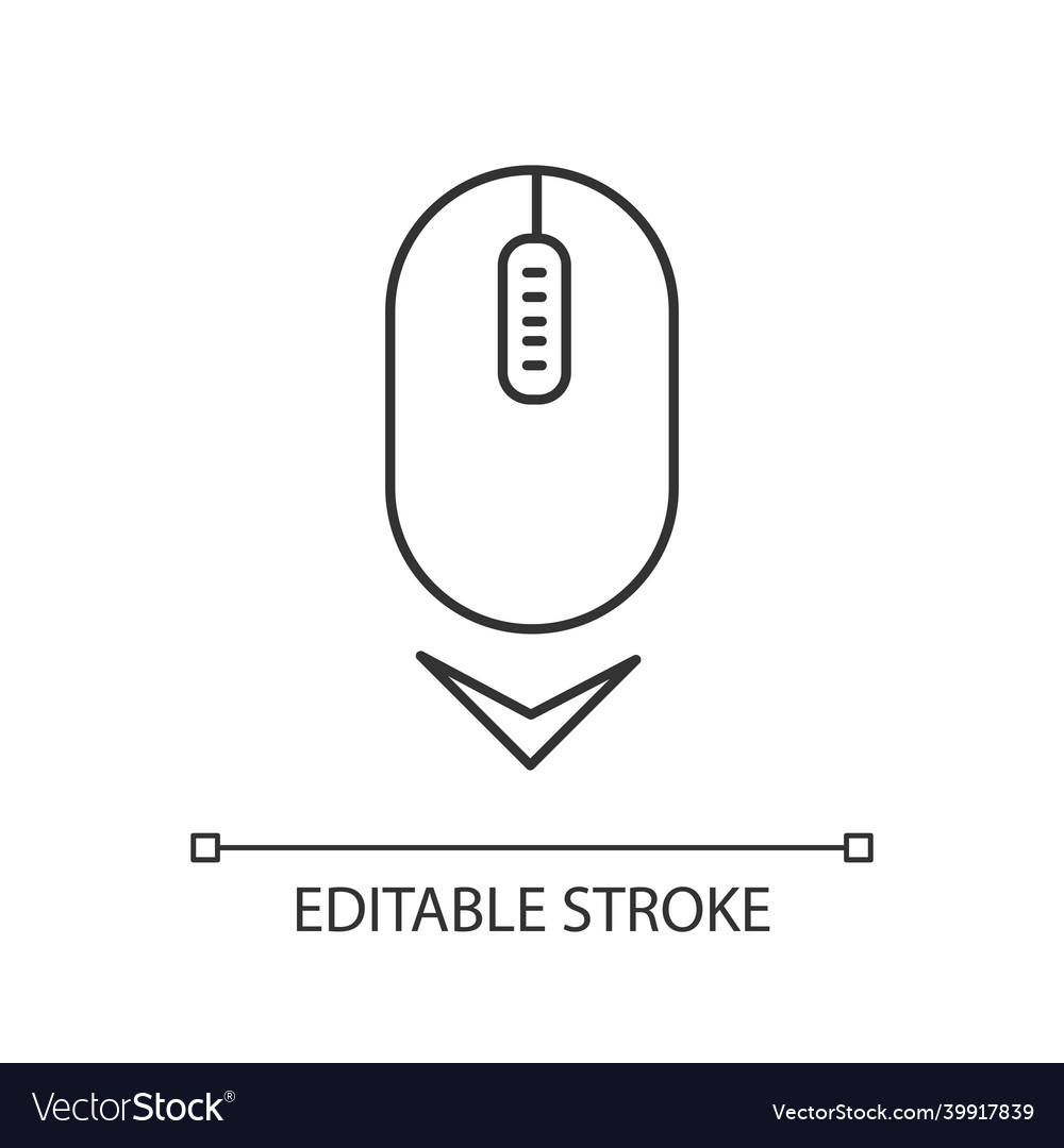 Scrolling mouse pixel perfect linear icon down Vector Image Scrolling mouse pixel perfect linear icon down