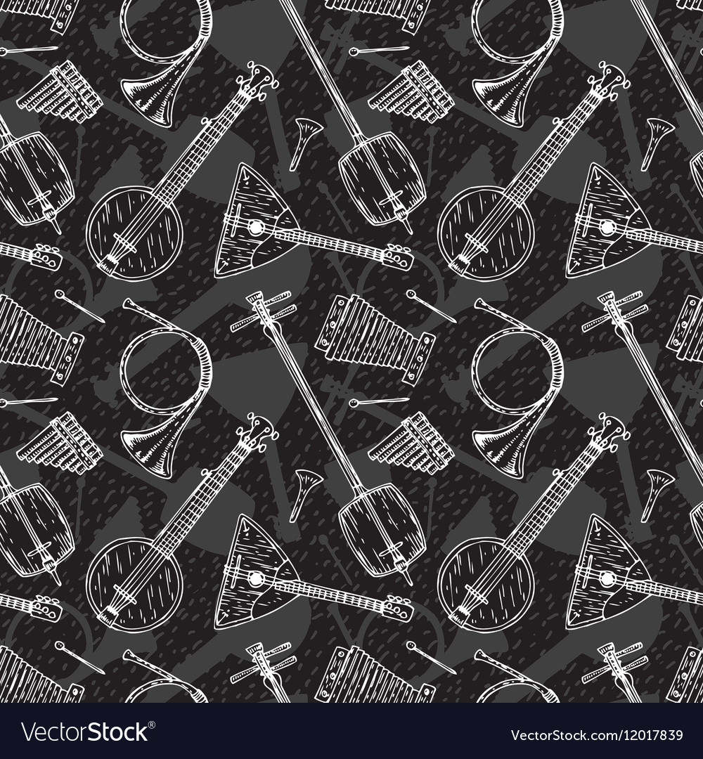 Seamless pattern with folk musical instruments
