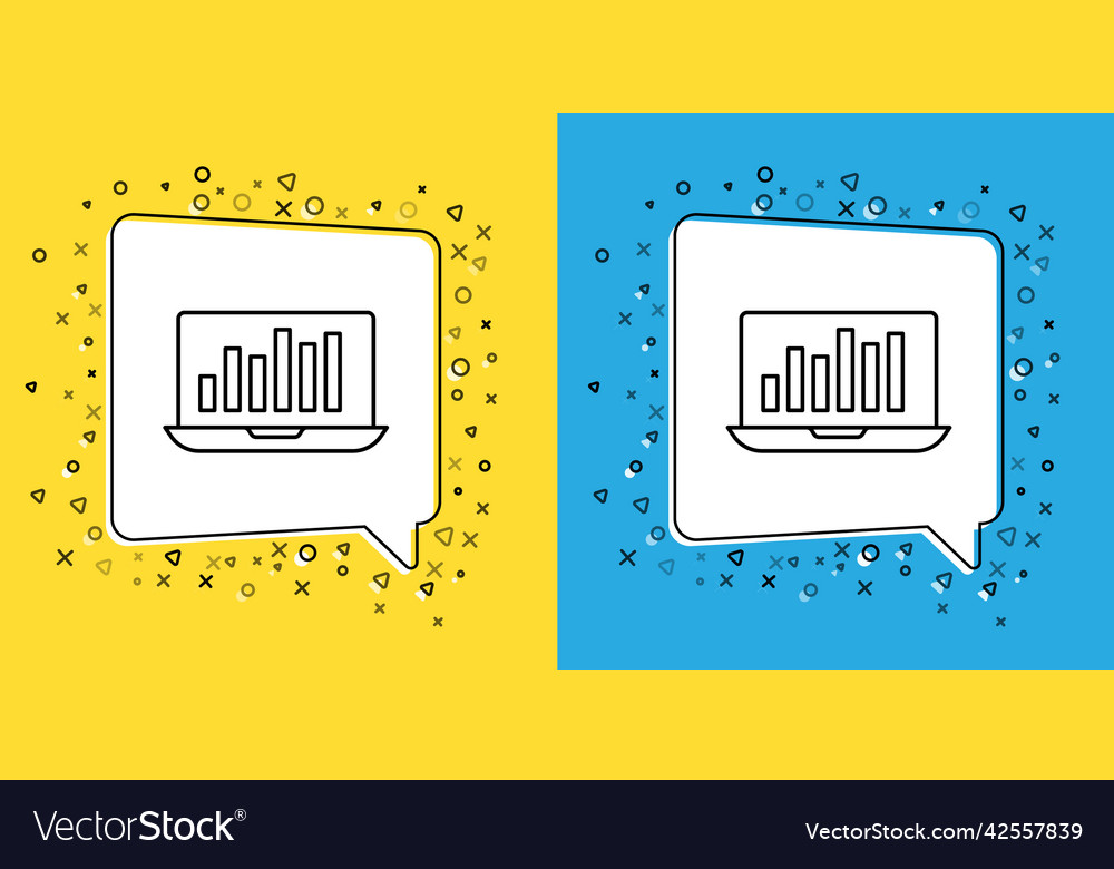 Set line laptop with graph chart icon isolated vector image Set line laptop with graph chart icon isolated