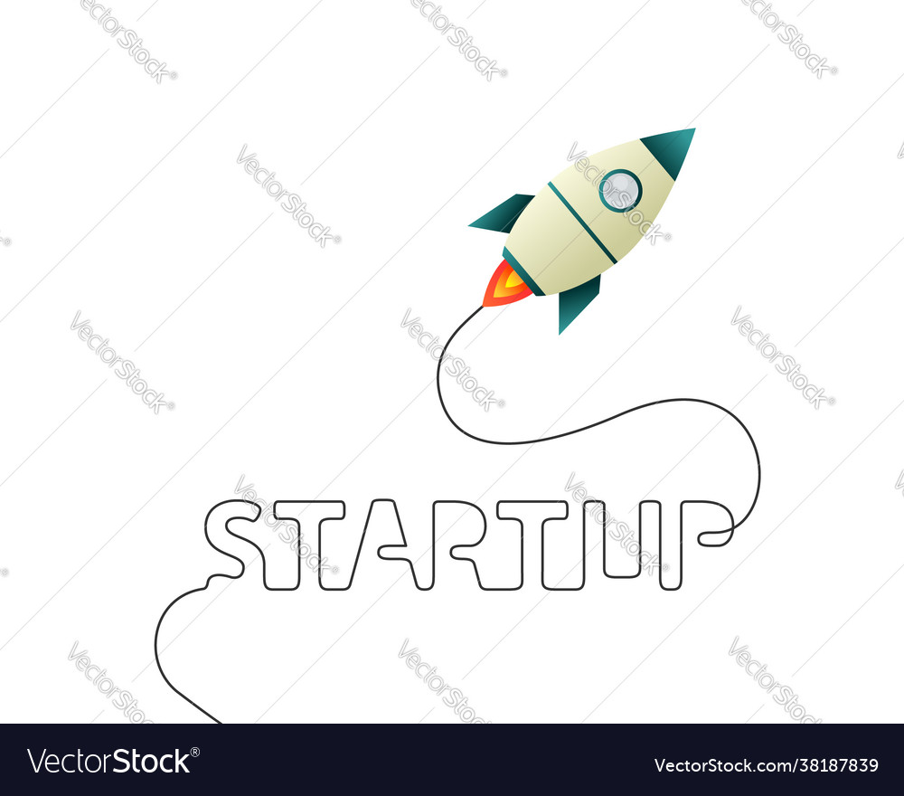 Startup And Rocket Concept Spaceship Trail Line Vector Image