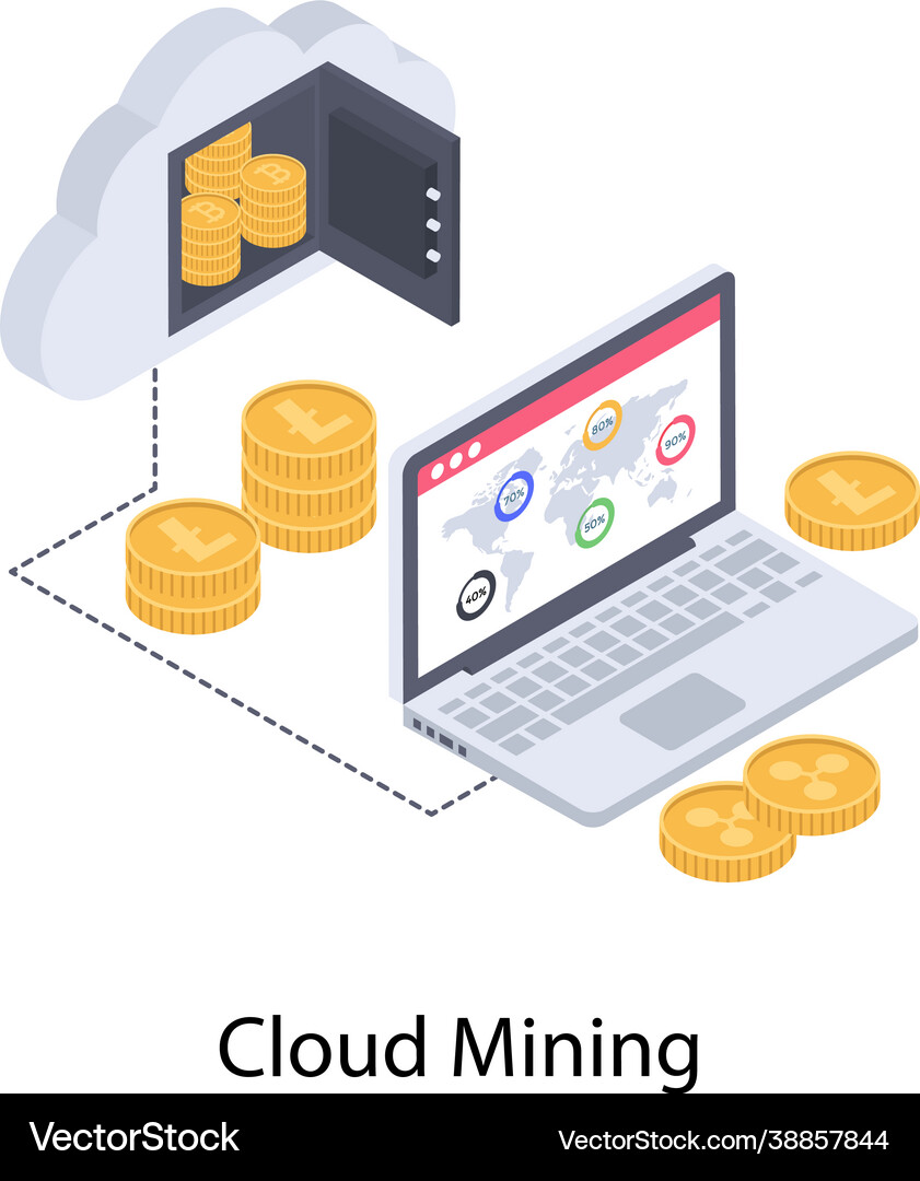 Cryptocurrency cloud mining Royalty Free Vector Image