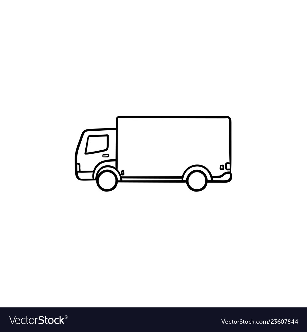 Delivery truck hand drawn outline doodle icon Vector Image