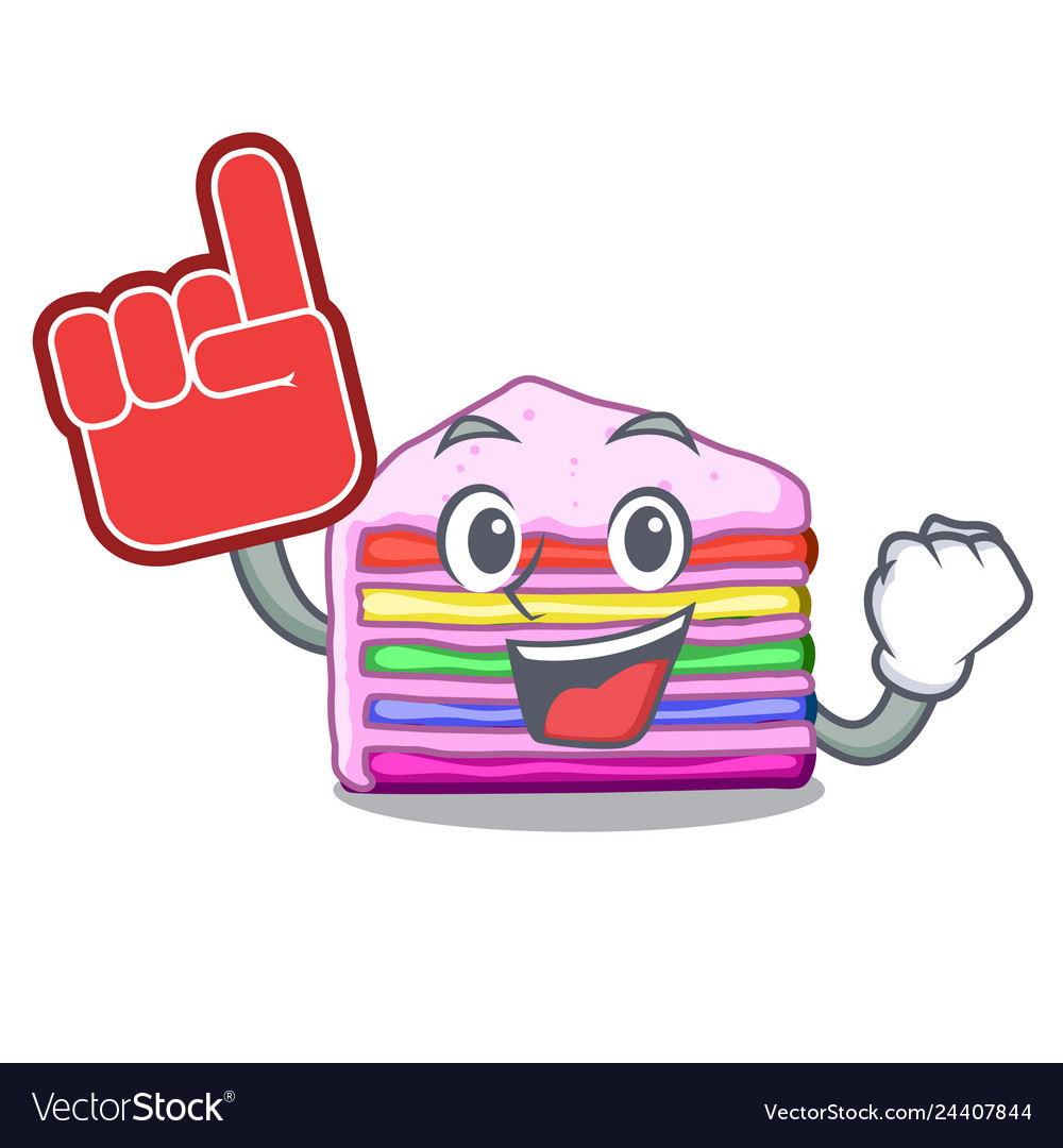 Foam finger rainbow cake in ice mascot cupboard