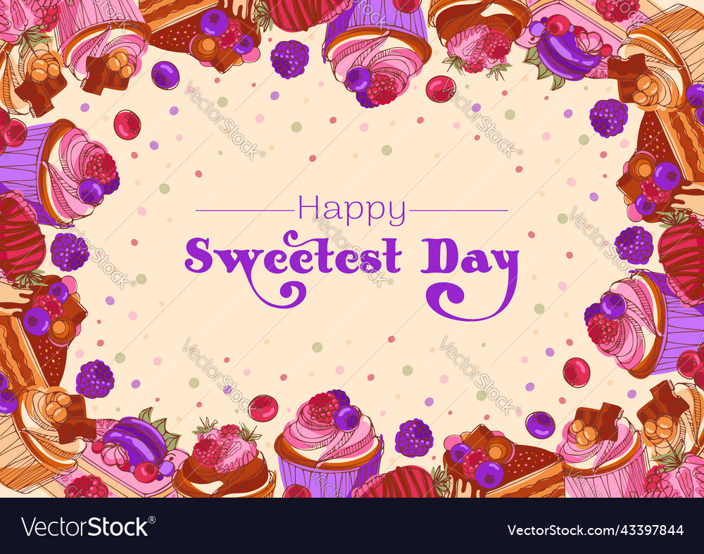 Happy sweetest day frame of appetizing muffins