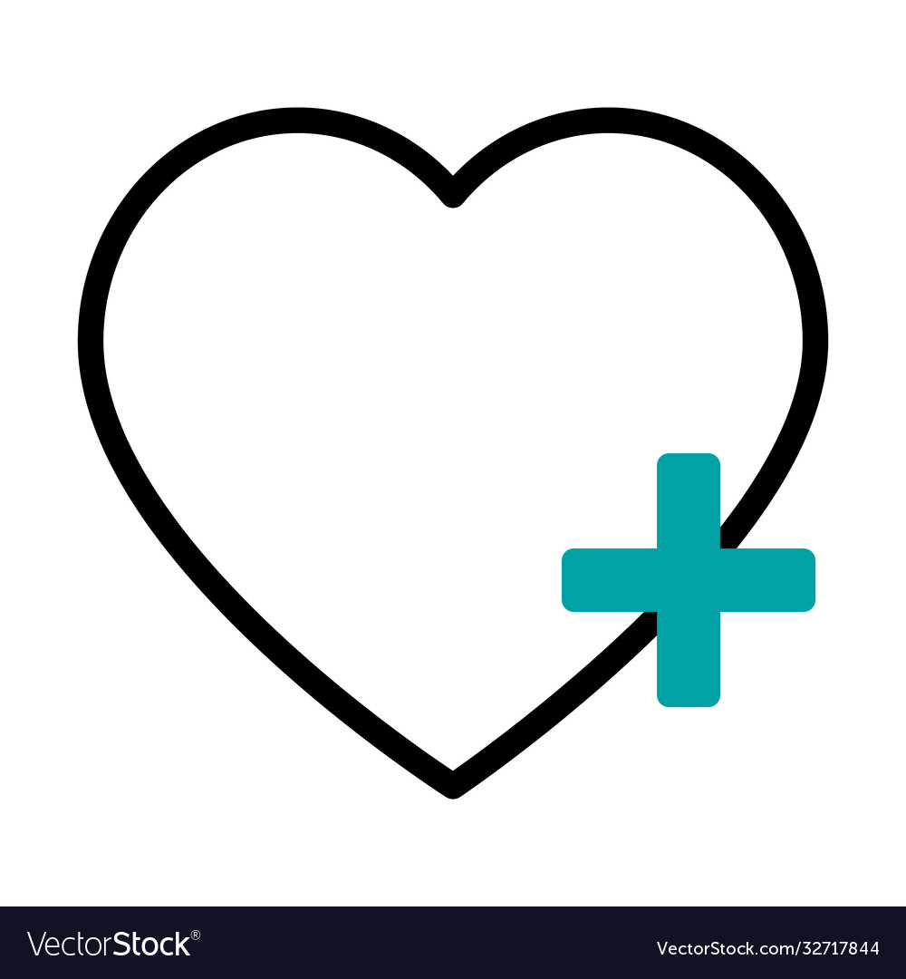 Heart with cross icon half line color style