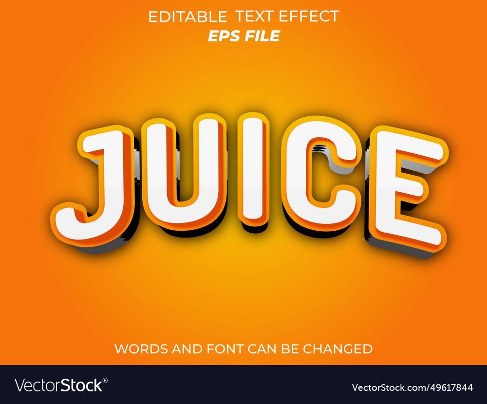 Juice text effect font editable typography 3d