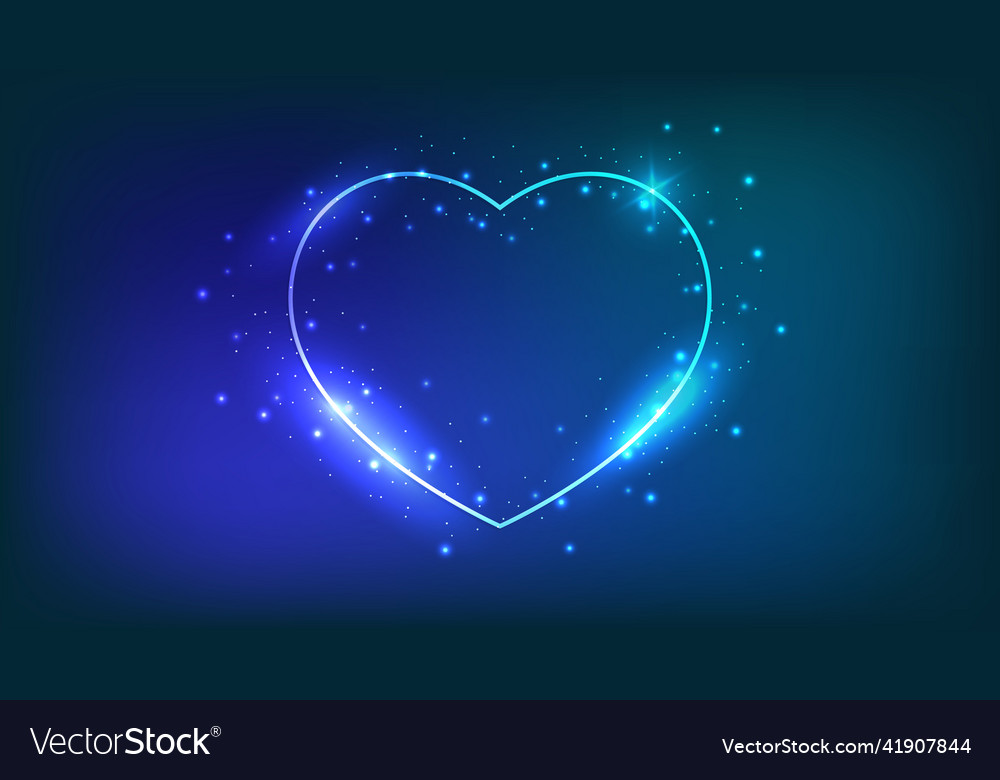 Neon frame in heart form with shining effects
