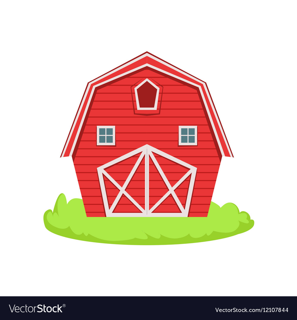 Red Wooden Barn Cartoon Farm Related Element On Vector Image