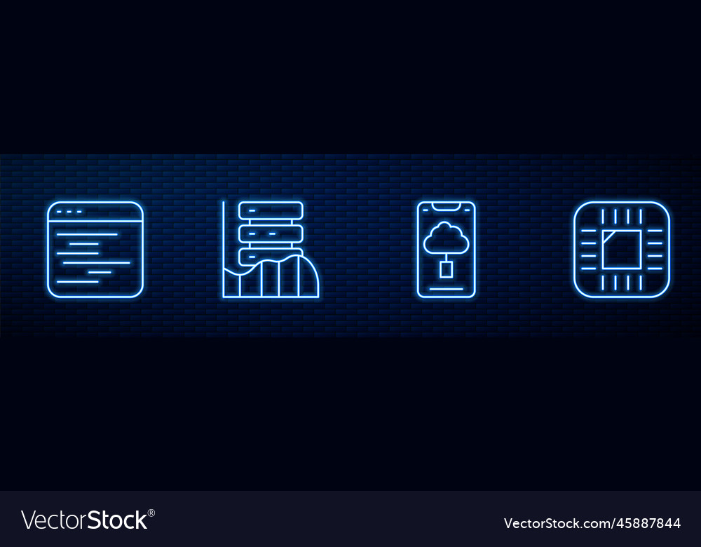 Set line cloud technology data transfer software vector image Set line cloud technology data transfer software