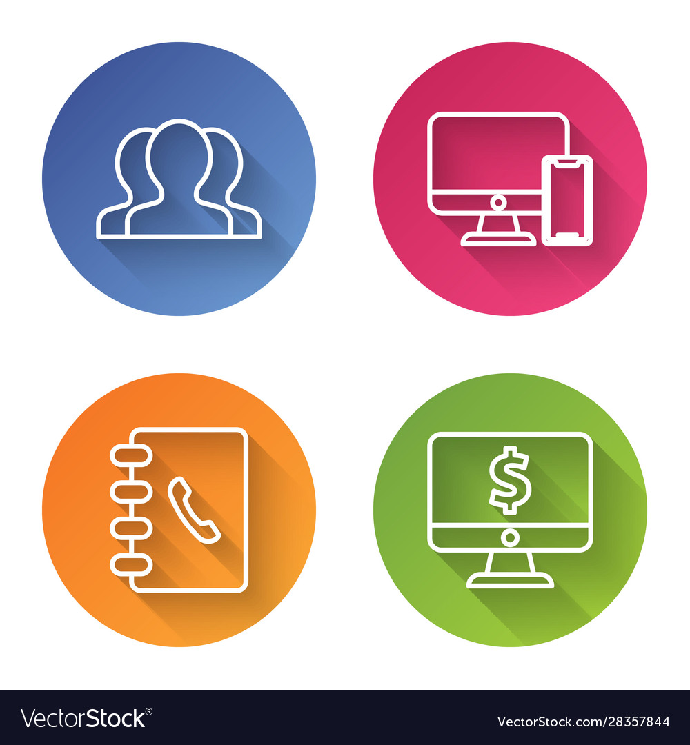 Set line users group computer monitor and mobile vector image Set line users group computer monitor and mobile