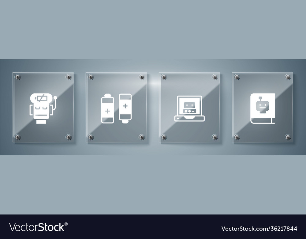 Set user manual creating robot battery vector image Set user manual creating robot battery