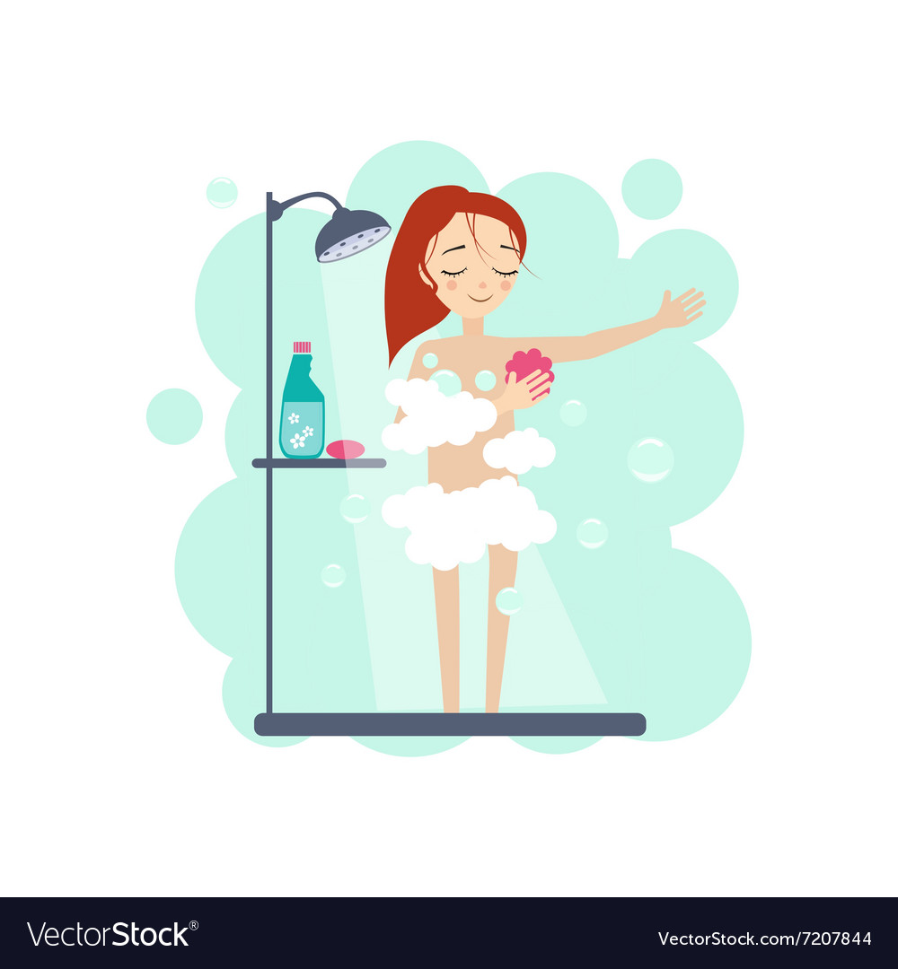 Taking A Shower Daily Routine Activities Women Vector Image