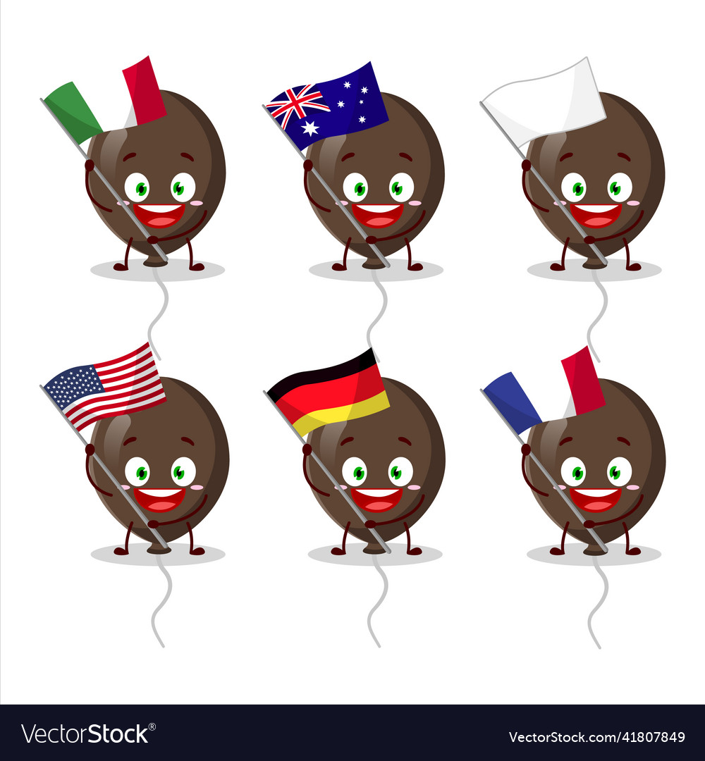 Brown balloons cartoon character bring the flags