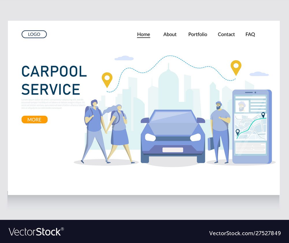 Carpool Service Website Landing Page Design Vector Image