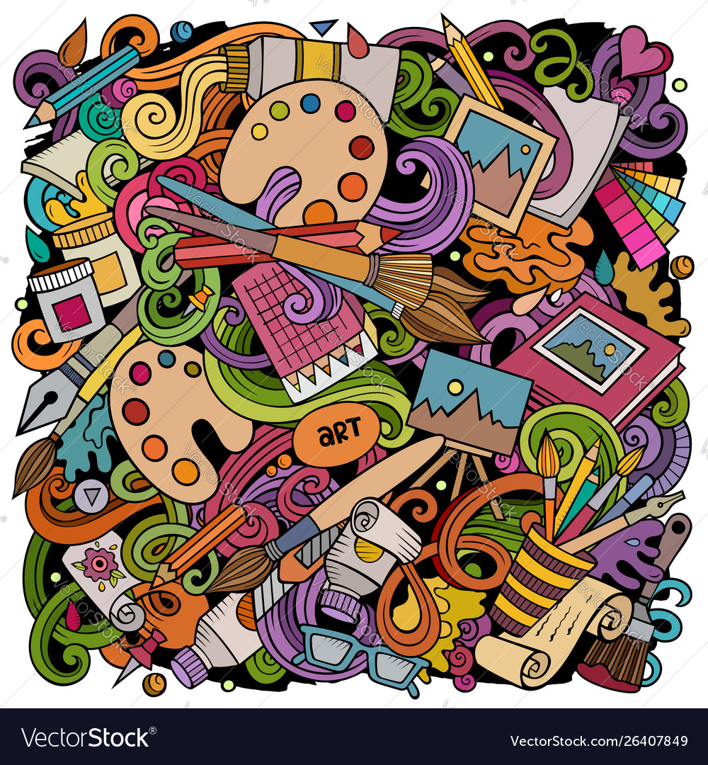 Cartoon doodles art and design Royalty Free Vector Image