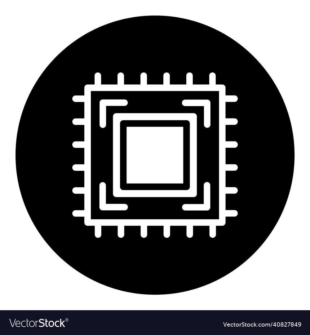 Electronic circuit processor flat icon isolated vector image Electronic circuit processor flat icon isolated