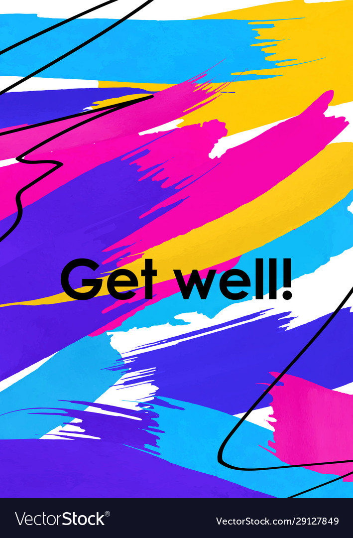 Get well message abstract postcard template