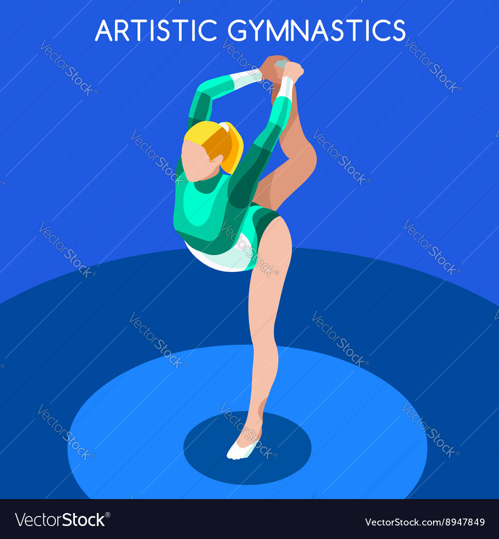Gymnastics floor ex 2016 summer games 3d Vector Image