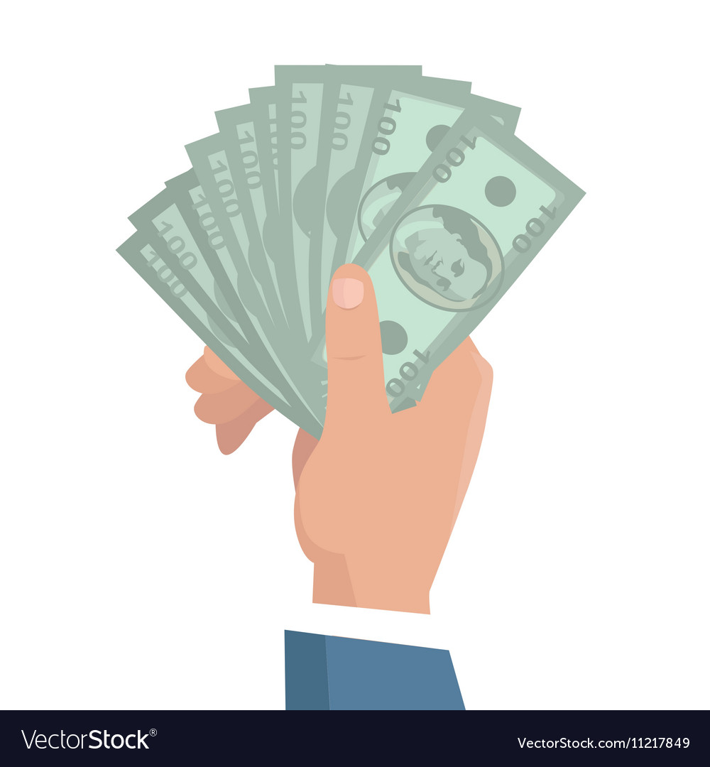 Hand with money in flat design Royalty Free Vector Image