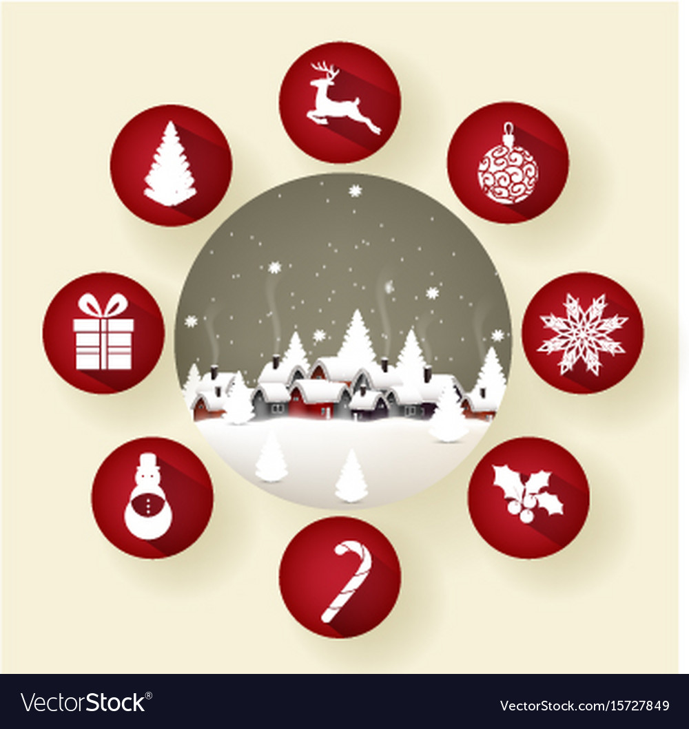 Icon set of round frames with christmas