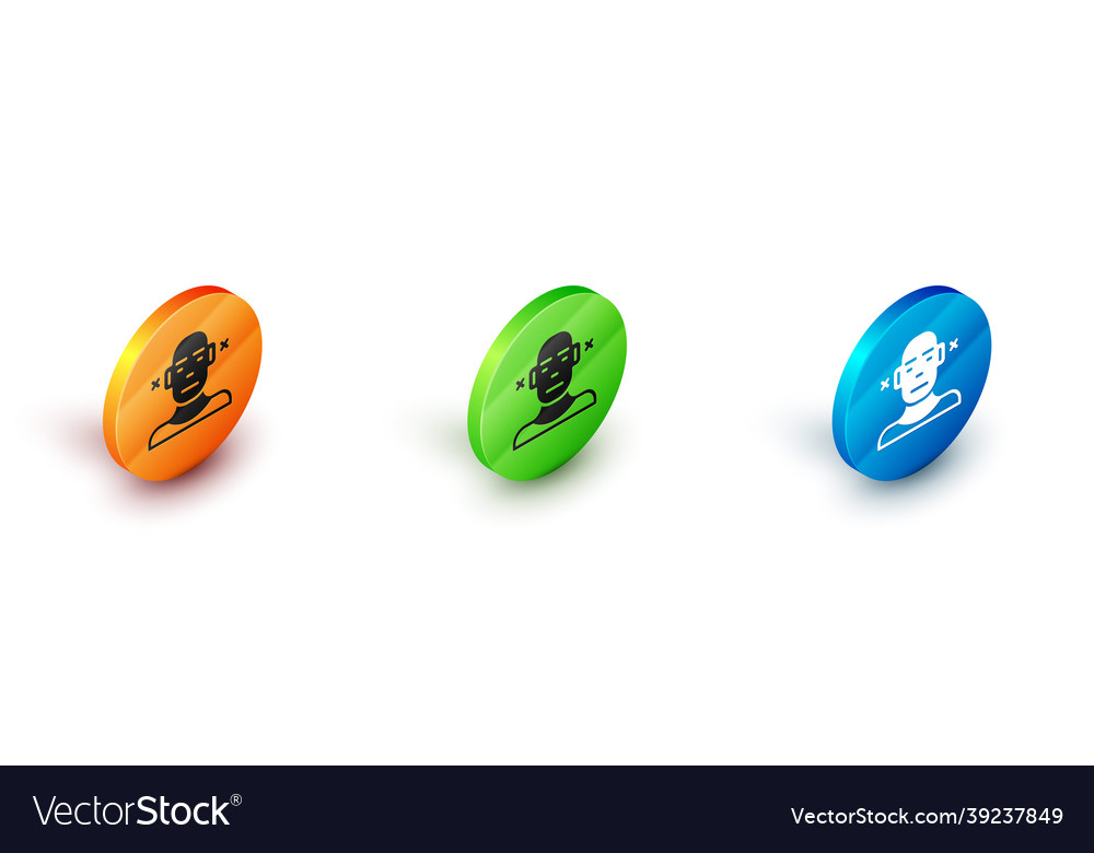 Isometric deafness icon isolated on white