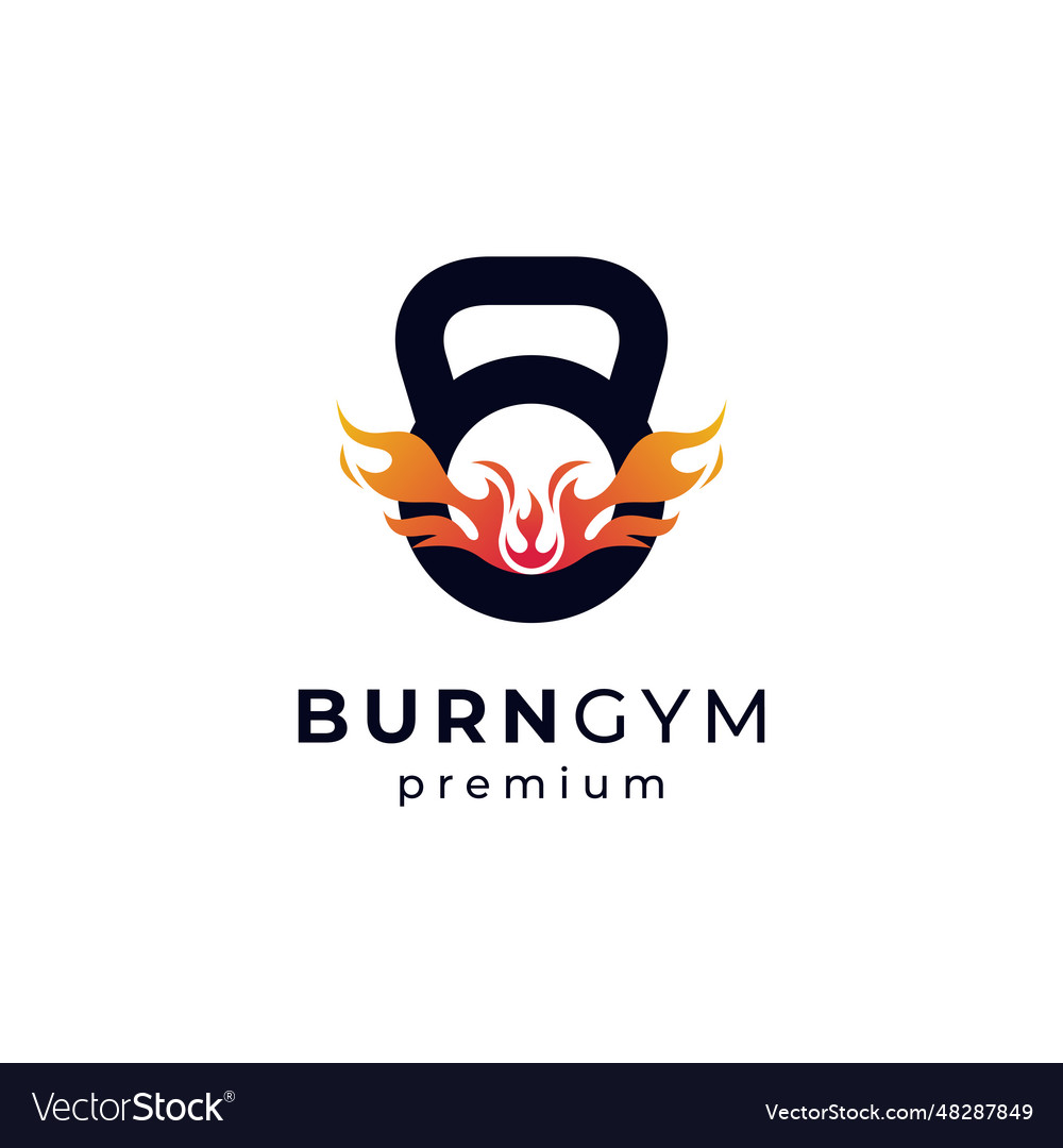 Kettle bell fire for fitness and gym logo Vector Image