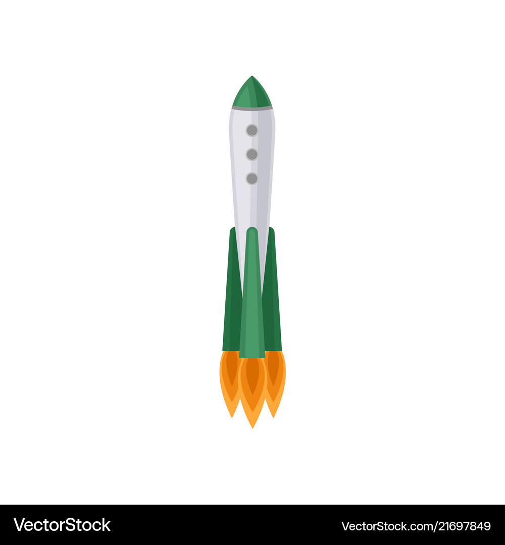 Large rocket with three engine fire spacecraft Vector Image