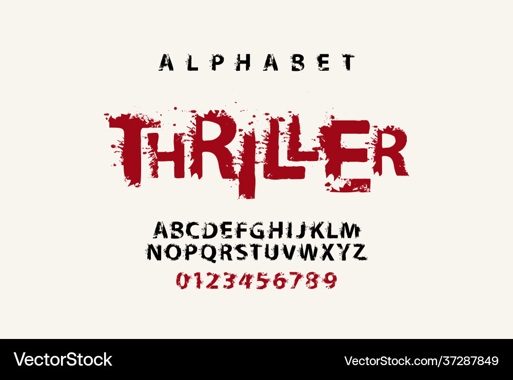 Lettering thriller and alphabet letters with blots