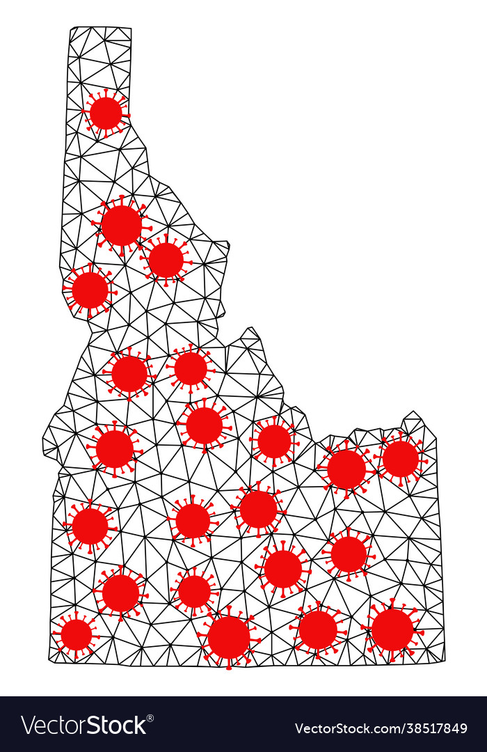 Mesh polygonal map idaho state with red vector image Mesh polygonal map idaho state with red