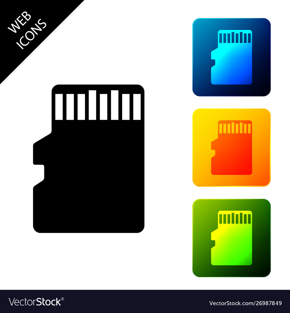 Micro sd memory card icon isolated set icons vector image Micro sd memory card icon isolated set icons