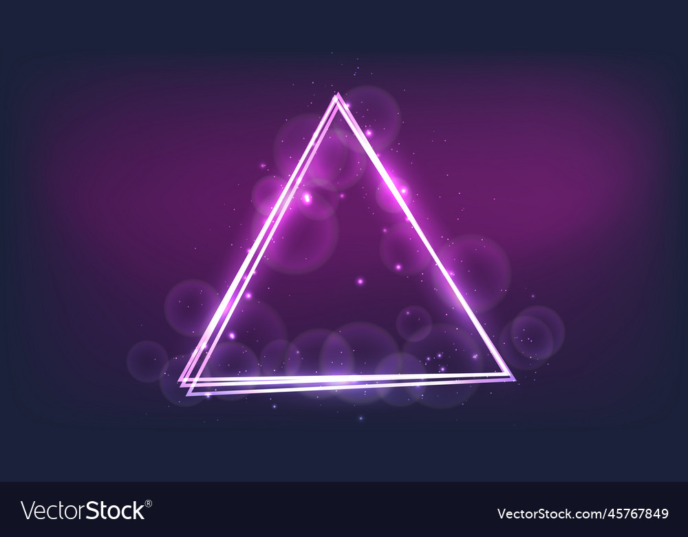 Neon triangular frame with shining effects
