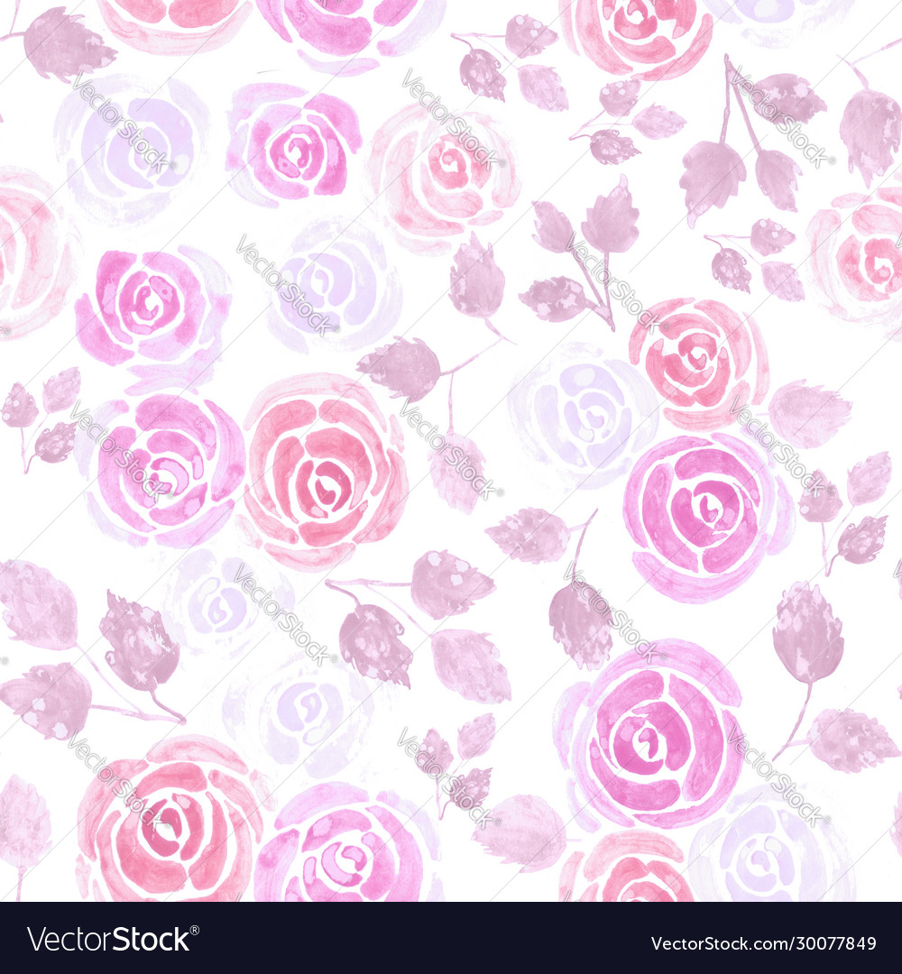 Seamless watercolor roses floral background