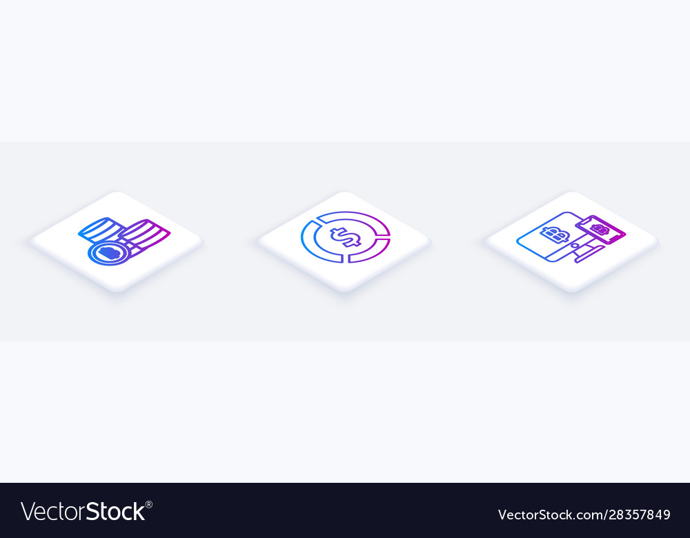 Set isometric line cryptocurrency coin bitcoin