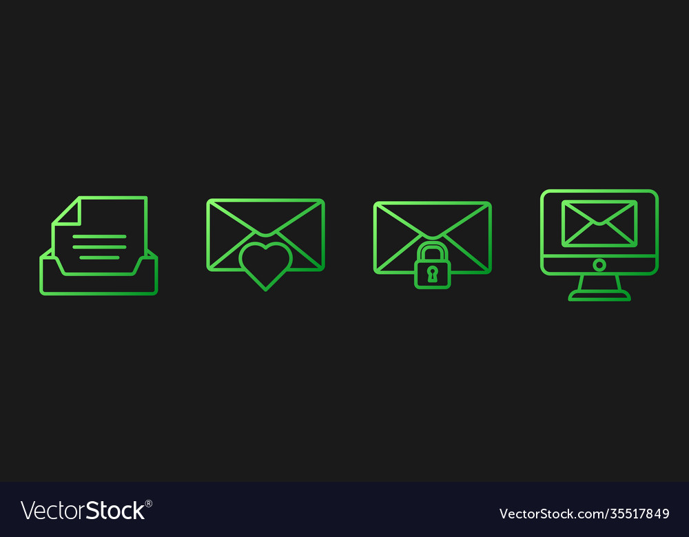 Set line mail message lock password drawer vector image Set line mail message lock password drawer
