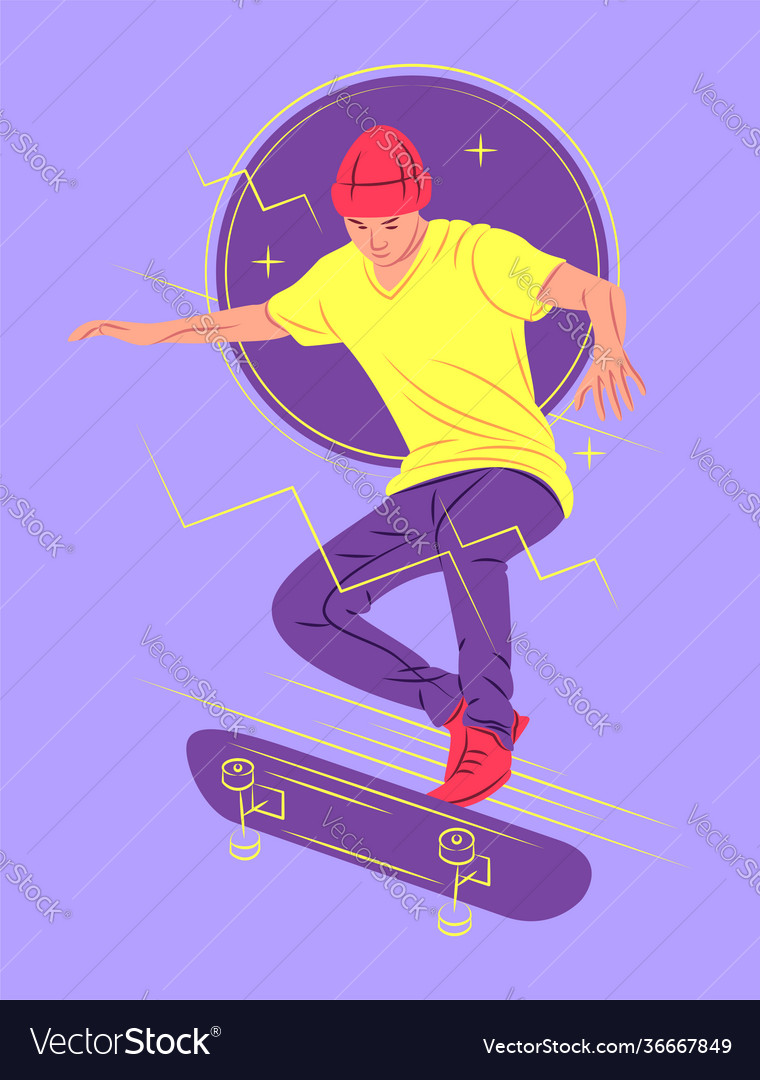 Skater in shadow sharp lines style