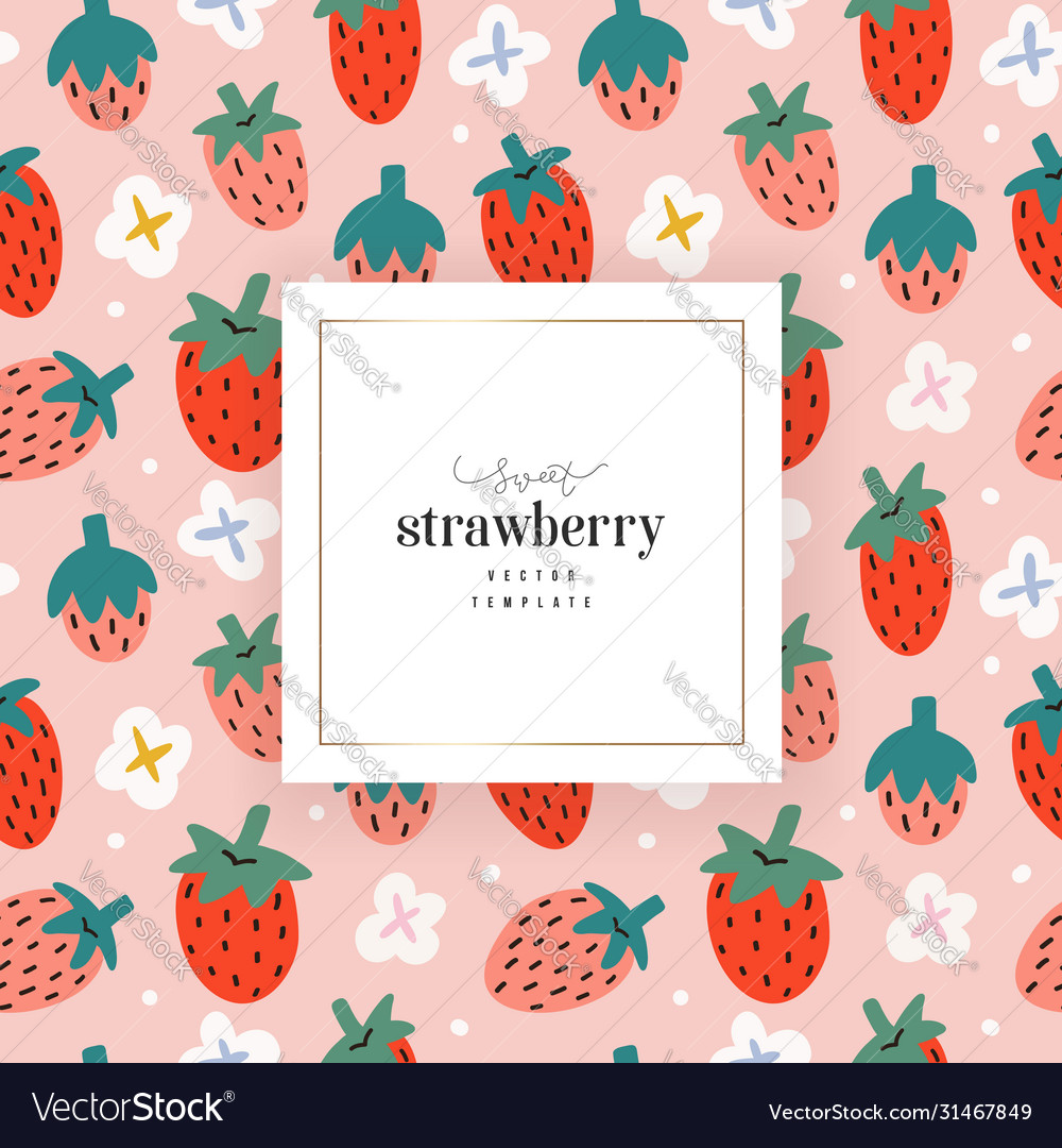 Strawberry template for package design with space vector image Strawberry template for package design with space
