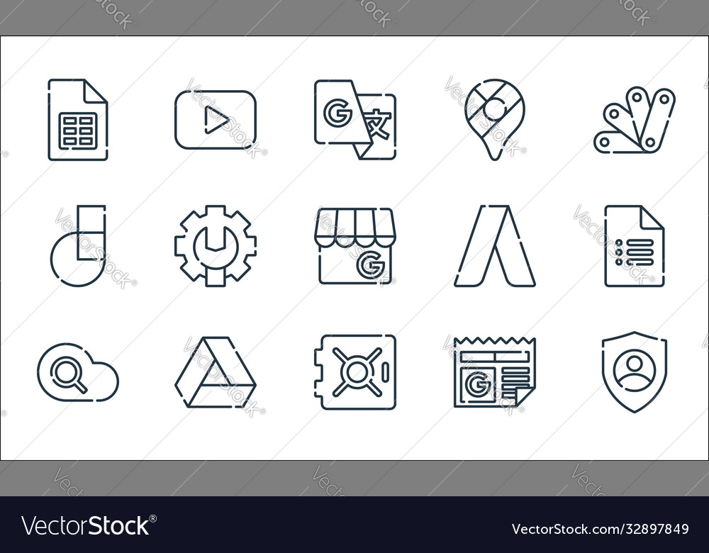 Suite line icons linear set quality vector image Suite line icons linear set quality