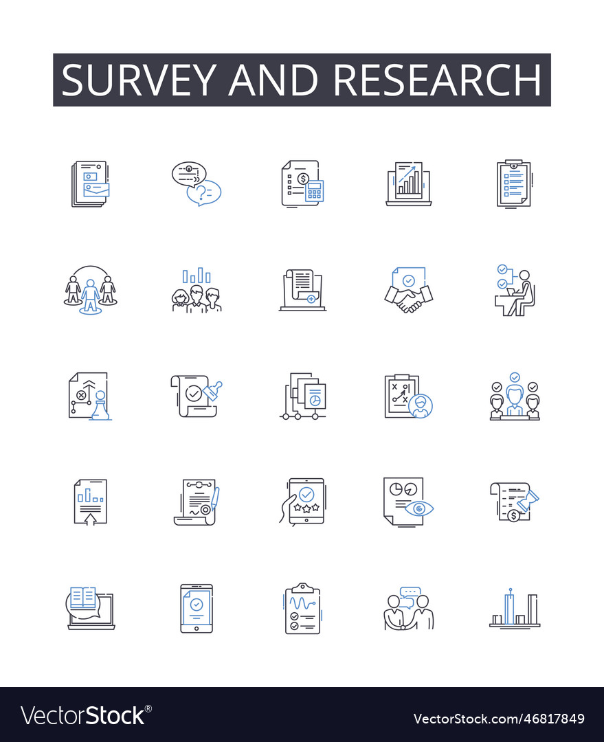 Survey and research line icons collection e