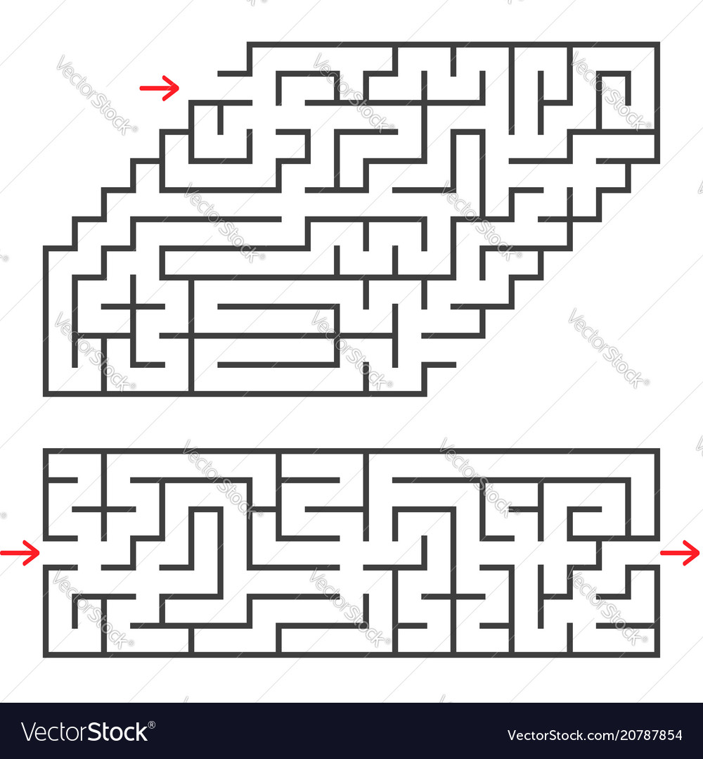 A set of two rectangular mazes with an entrance vector image A set of two rectangular mazes with an entrance