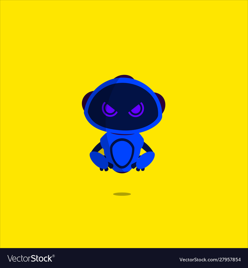Anggry robots isolated on yellow background