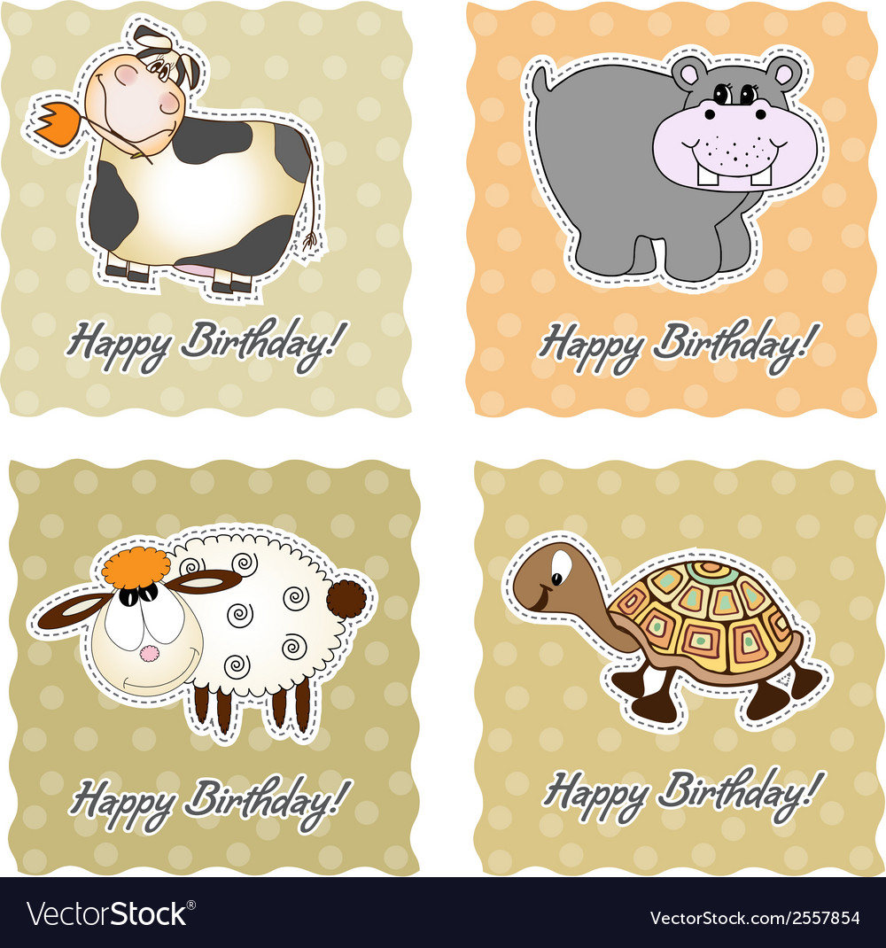 Birthday card set with animals