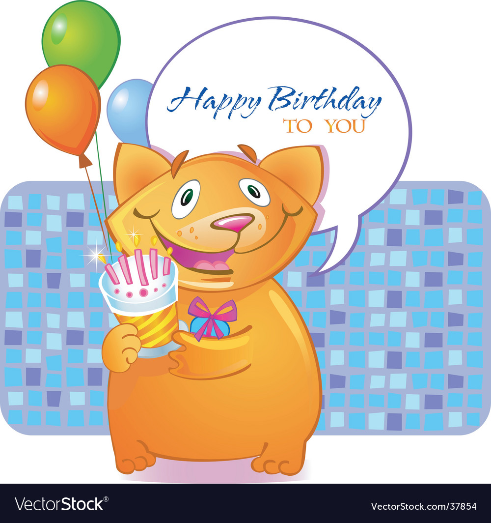 Birthday cat Royalty Free Vector Image - VectorStock