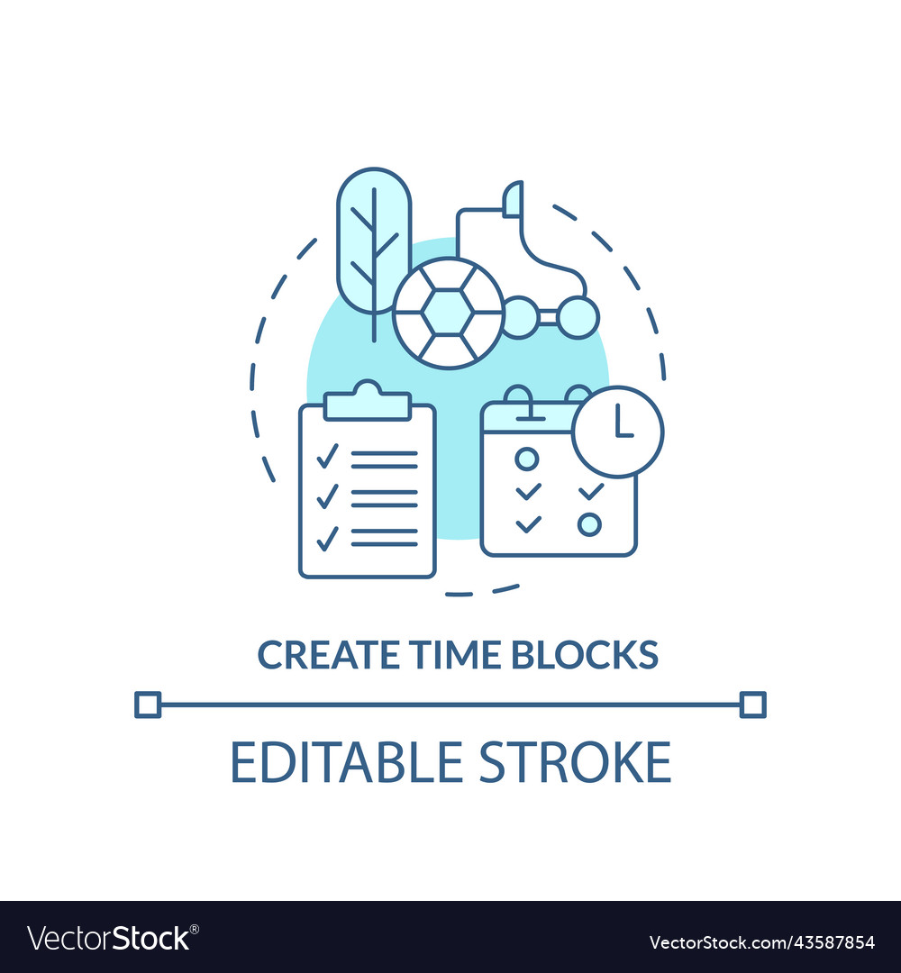 Create time blocks turquoise concept icon vector image Create time blocks turquoise concept icon