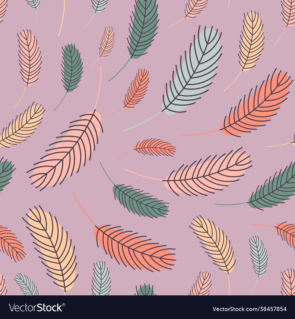 Feathers seamless pattern vector image Feathers seamless pattern