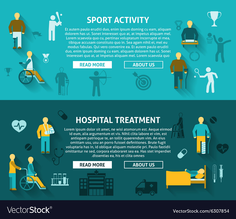 Flat Color Disabled Horizontal Banner Ad Vector Image