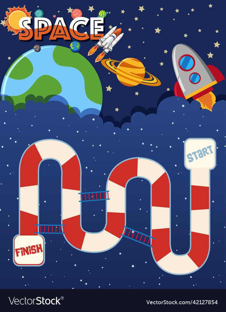 Game template with space theme background vector image Game template with space theme background