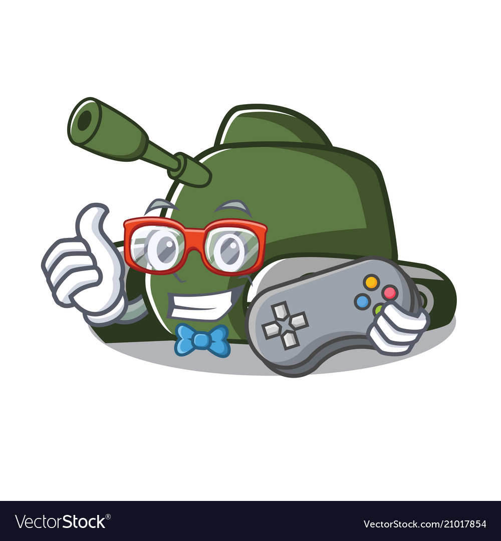 Gamer tank mascot cartoon style